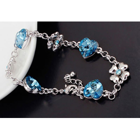 Браслет "Цветочное сердце", аквамарин