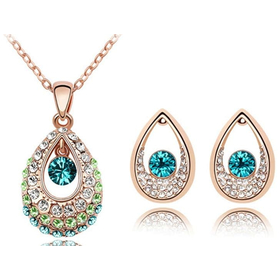 Комплект Сваровски "Дамиани" аквамарин