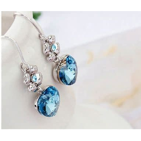 Серьги "Цветочное сердце" аквамарин