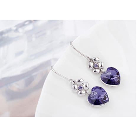 Серьги "Цветочное сердце", фиолет