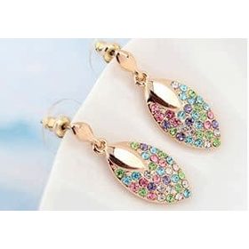 Серьги "Листики Swarovski", разноцветные