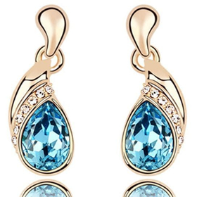 Серьги "Нотка Swarovski", голубой