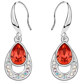 Серьги Сваровски "Капелька", красный