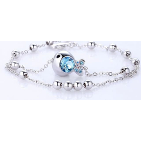 Браслет Сваровски на ногу "Рыбка"