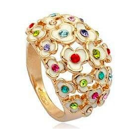 Кольцо с цирконием "Цветочный микс"