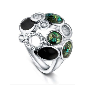 Кольцо с кристаллами Сваровски "Малахит"
