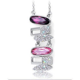 Колье Сваровски "Ивет" малиновый