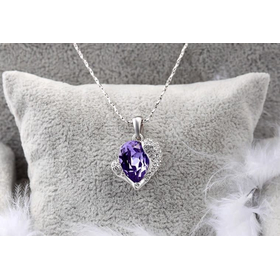 Кулон "Сердце Swarovski", фиолетовый