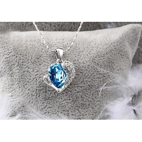 Кулон "Сердце Swarovski", голубой