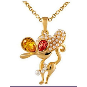 Модная кошка - кулон (gold)