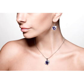 Комплект "Сердце Swarovski", фиолетовый