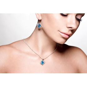 Комплект "Сердце Swarovski", голубой