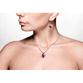 Комплект "Сердце Swarovski", розовый