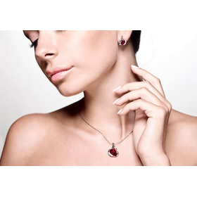 Комплект  "Всплеск Swarovski", красный