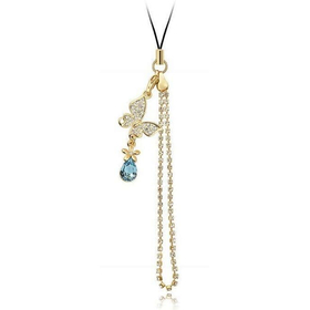 Подвеска для телефона Swarovski "Мотылек" голубая
