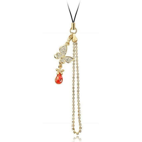 Подвеска для телефона Swarovski "Мотылек" красная