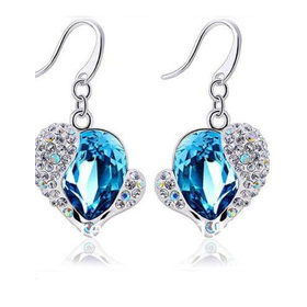 Серьги "Сердце Swarovski", голубой