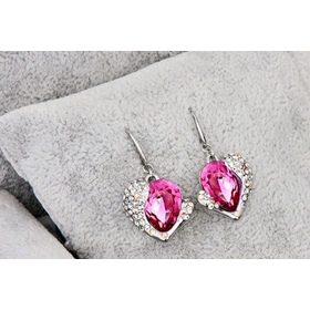 Серьги "Сердце Swarovski", розовый