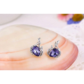 Серьги Сваровски "Всплеск Swarovski", фиолетовый