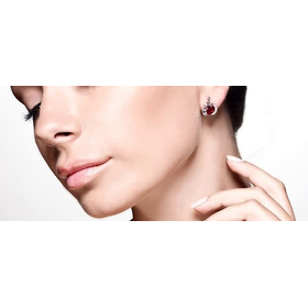 Серьги Сваровски "Всплеск Swarovski", красные